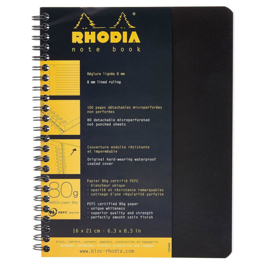 160x210 MM A5+Çizgili Defter Siyah Kapak Yandan Spiralli 80 Yp 5 Li
