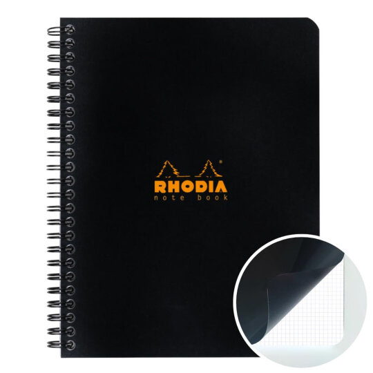 160x210 MM A5+Kareli Defter Siyah Kapak Yandan Spiralli 80 Yp 5 Li