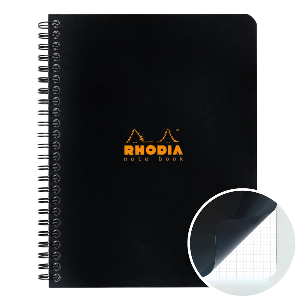 160x210 MM A5+Kareli Defter Siyah Kapak Yandan Spiralli 80 Yp 5 Li - 1