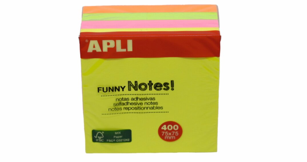 Aplı Yapışkanlı Not Kağıdı 4 Renk Funny 400 YP 75x75 Neon Küp 10974 - 1
