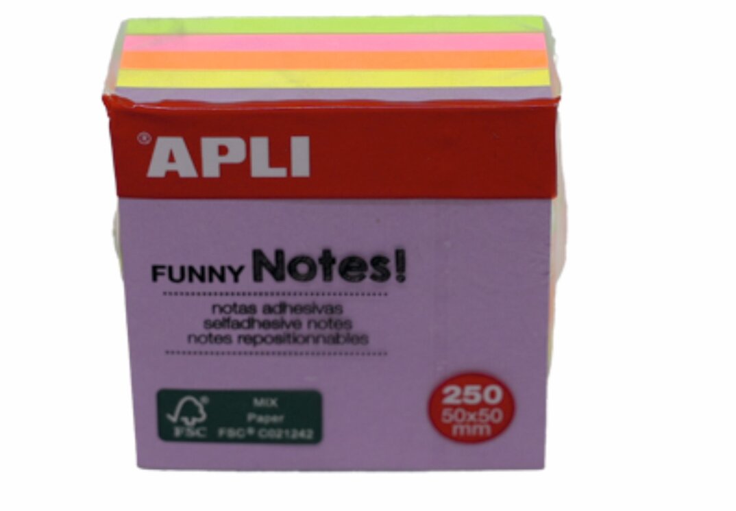 Aplı Yapışkanlı Not Kağıdı 5 Renk Küp 250 YP 50x50 11596 - 1