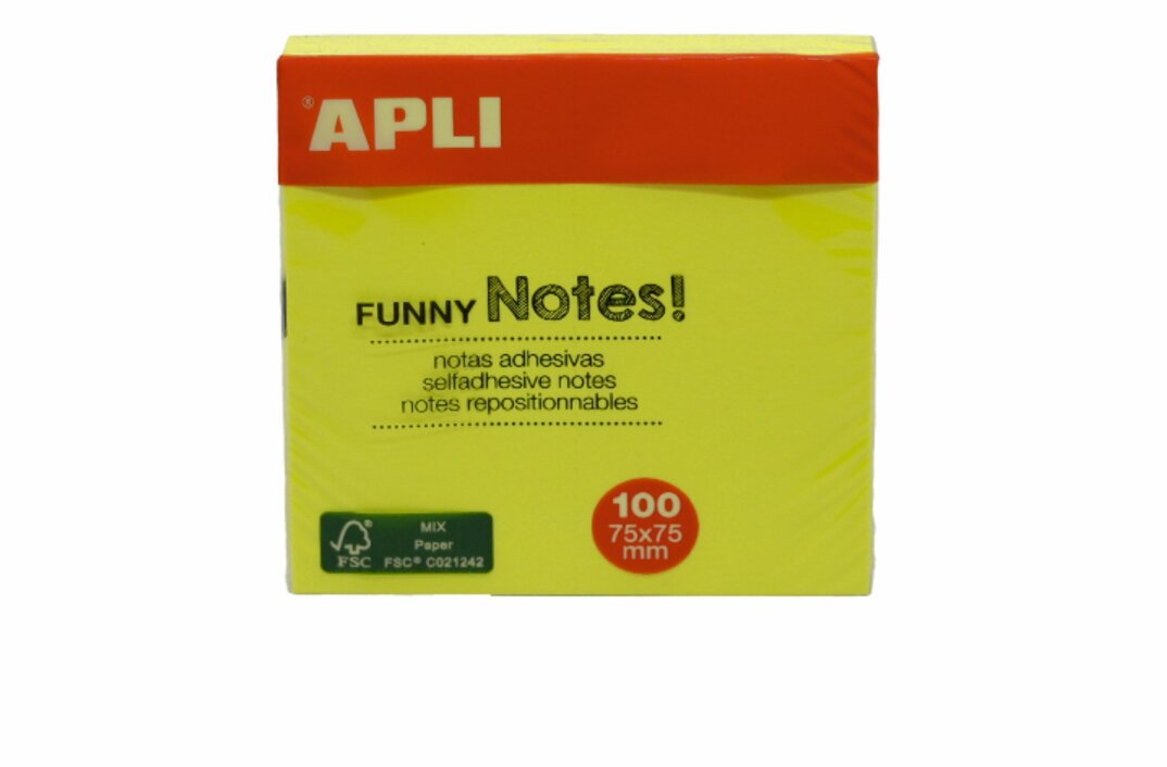 Aplı Yapışkanlı Not Kağıdı Sarı Funny 100 YP 75x75 11897 - 1