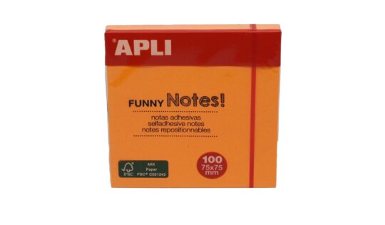 Aplı Yapışkanlı Not Kağıdı Turuncu Funny 100 YP 75x75 11900