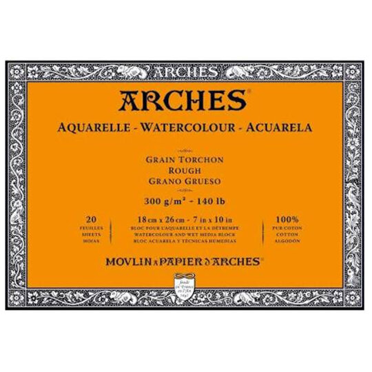 Arches Yüksek Dokulu Suluboya Bloğu 300G 18 x 26 20S - Naturel Beyaz
