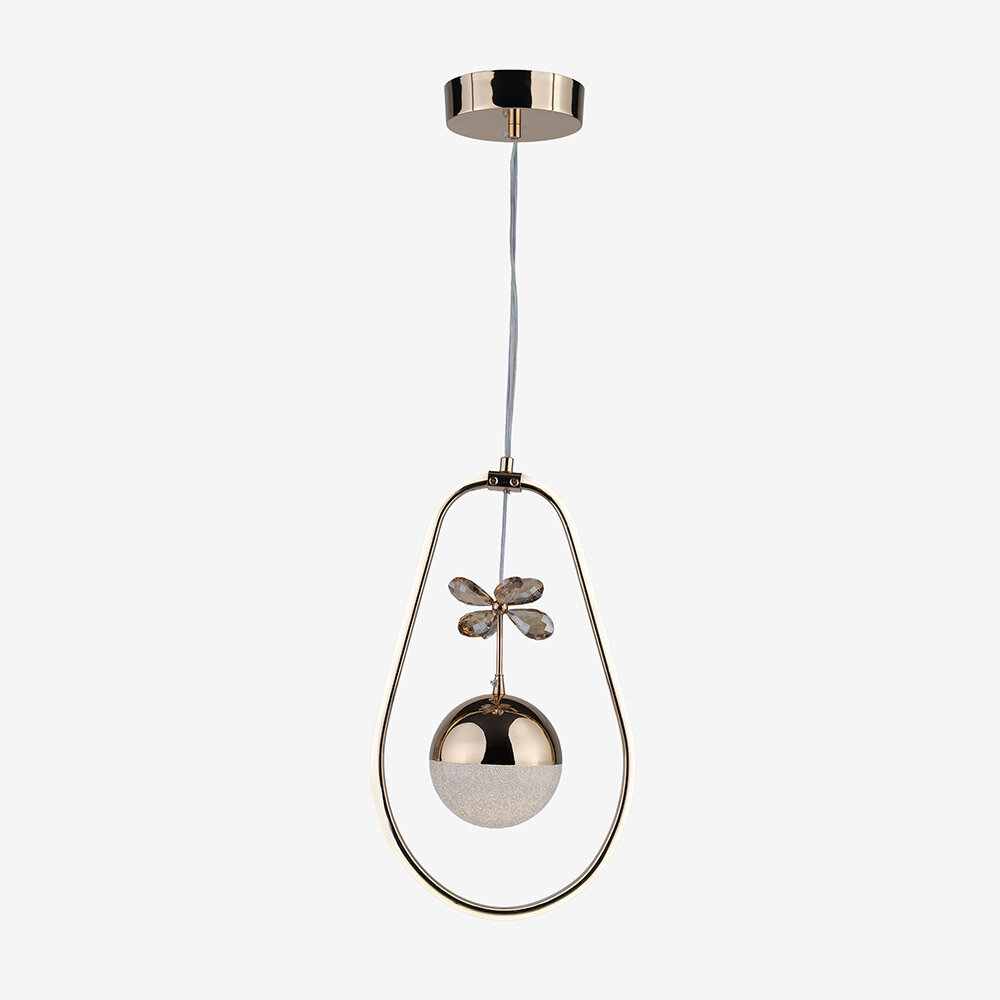 Armut Kristal Taşlı Tek Top Led Sarkıt Avize (Altın) - 1