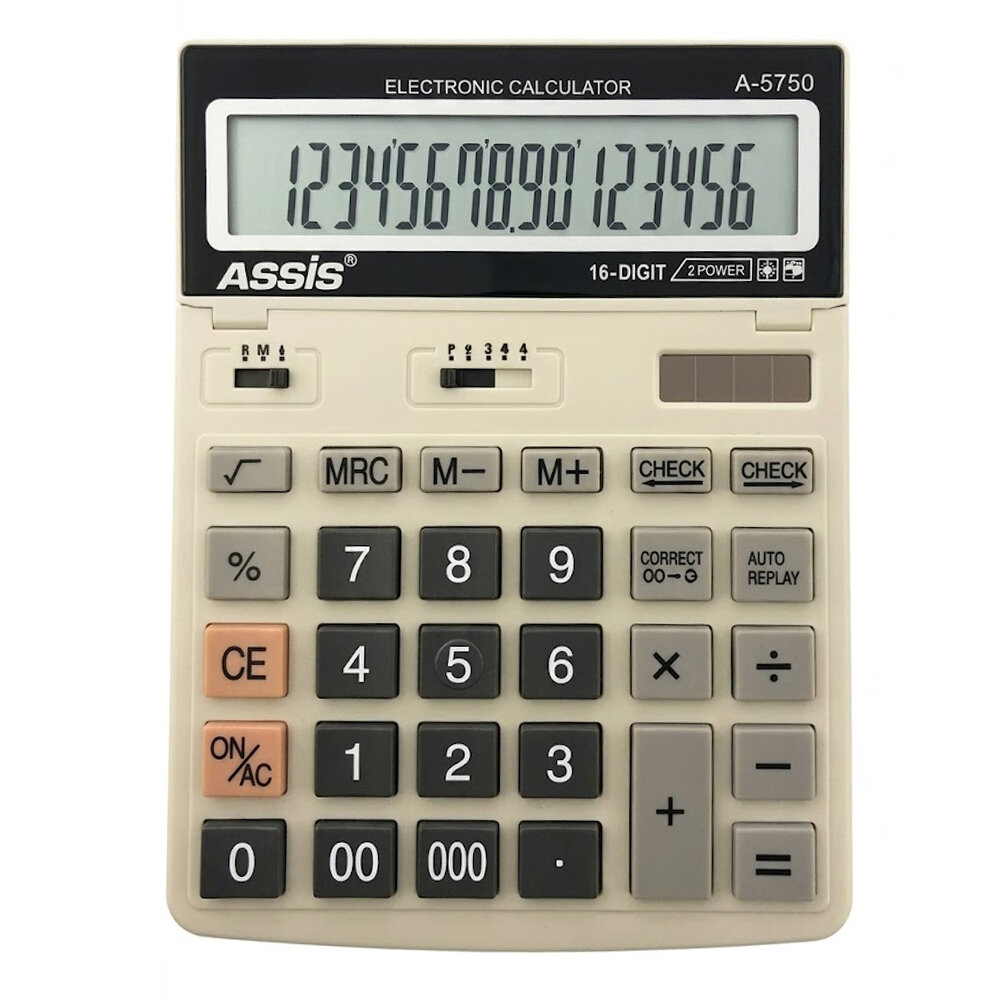 Assis Elektronik Hesap Makinesi 16 Hane Gri A-5750 - 1