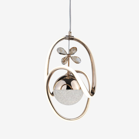 Badem Küçük Kristal Taşlı Tek Top Led Sarkıt Avize (Altın) - 2