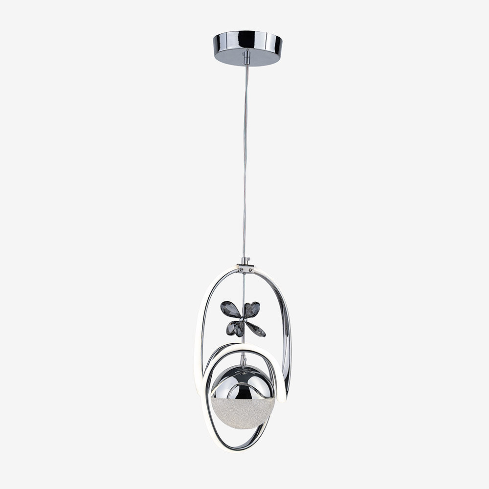 Badem Küçük Kristal Taşlı Tek Top Led Sarkıt Avize (Gümüş) - 1