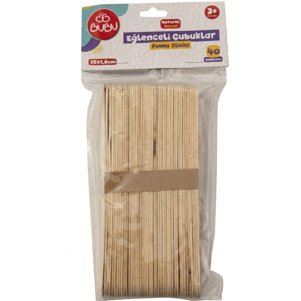 Bu-Bu Eğlenceli Çubuklar Naturel 15x1,8 Cm 40 Lı Uzun - 1