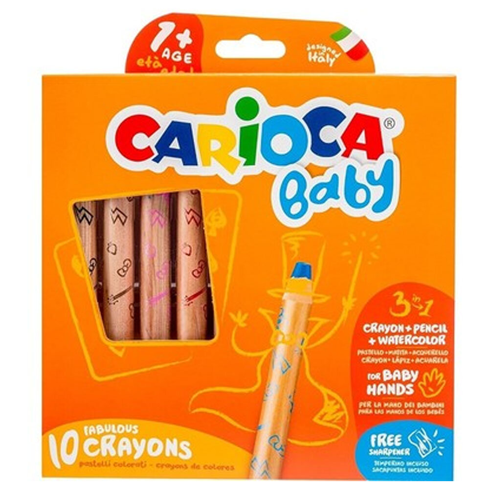 Carioca Jumbo Bebek Ahşap Gövdeli Boya Kalemi 3 In 1 10 Lu 42818 - 1