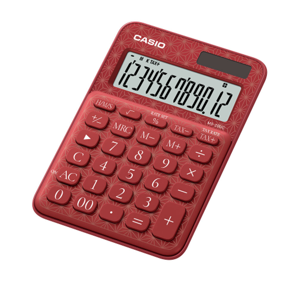 Casio Hesap Makinesi 12 Hane Ms-20uc-jrd Kırmızı Desenli Masaüstü - 1