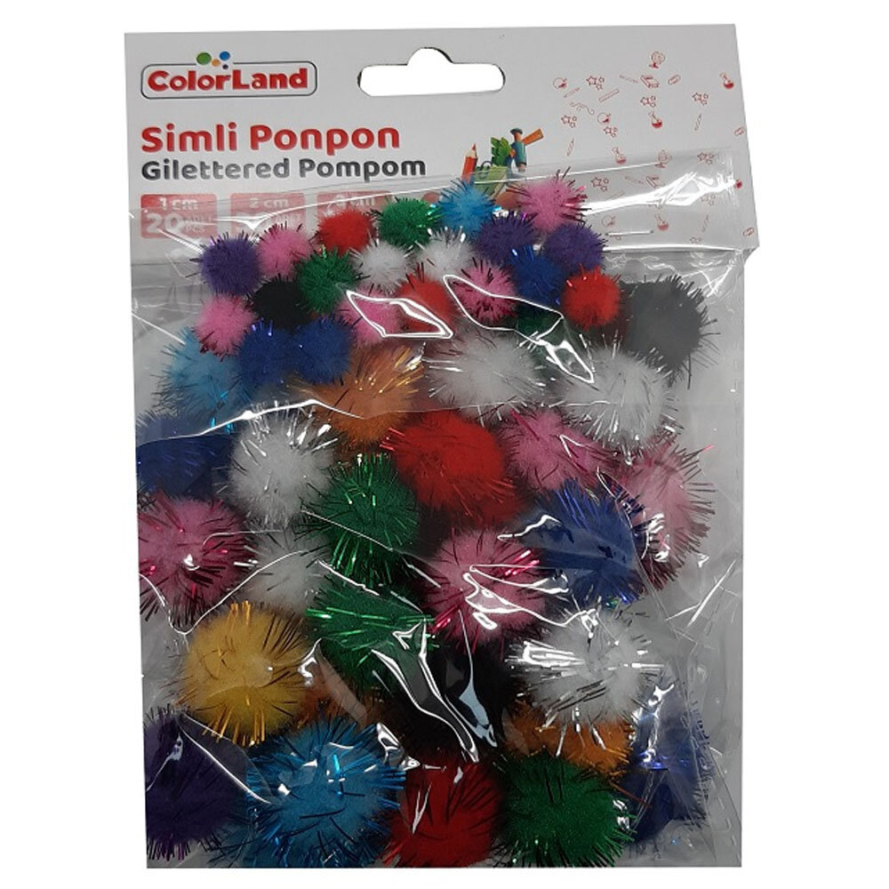Colorland Pon Pon Simli Karışık 60 Lı COLOR-PON02 - 1
