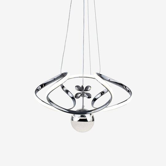 Drone Büyük Kristal Taşlı Tek Top Led Sarkıt Avize (Gümüş) - 2