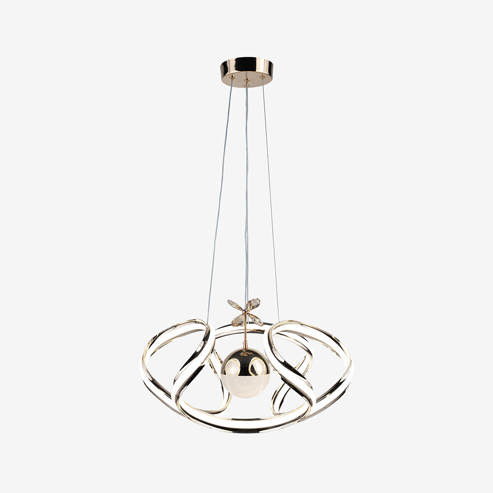 Drone Çiftli Kristal Taşlı Tek Top Led Sarkıt (Altın) - 1