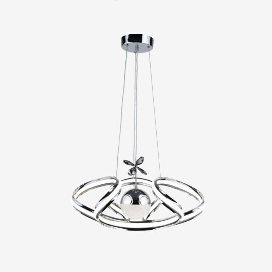 Drone Çiftli Kristal Taşlı Tek Top Led Sarkıt (Gümüş)