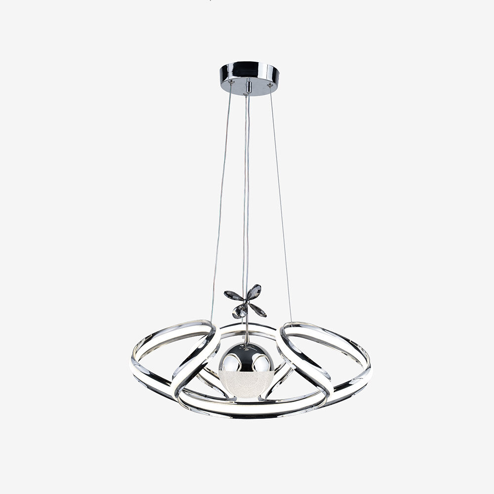 Drone Çiftli Kristal Taşlı Tek Top Led Sarkıt (Gümüş) - 1