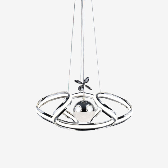 Drone Çiftli Kristal Taşlı Tek Top Led Sarkıt (Gümüş) - 2