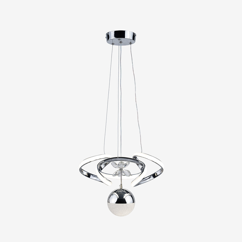 Drone Küçük Kristal Taşlı Tek Top Led Sarkıt Avize (Gümüş) - 1