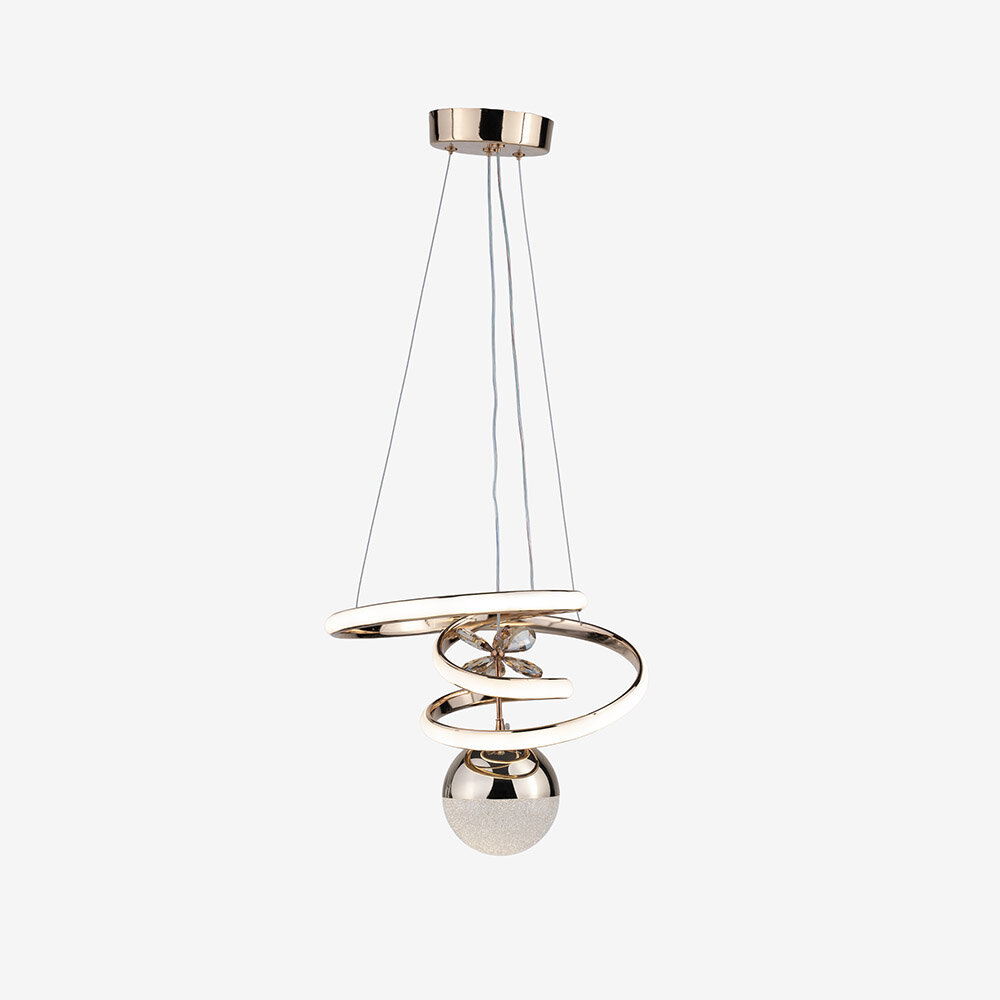 Eylül Küçük Kristal Taşlı Tek Top Led Sarkıt Avize (Altın) - 1