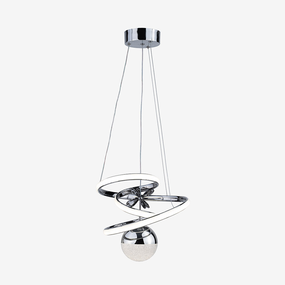 Eylül Küçük Kristal Taşlı Tek Top Led Sarkıt Avize (Gümüş) - 1