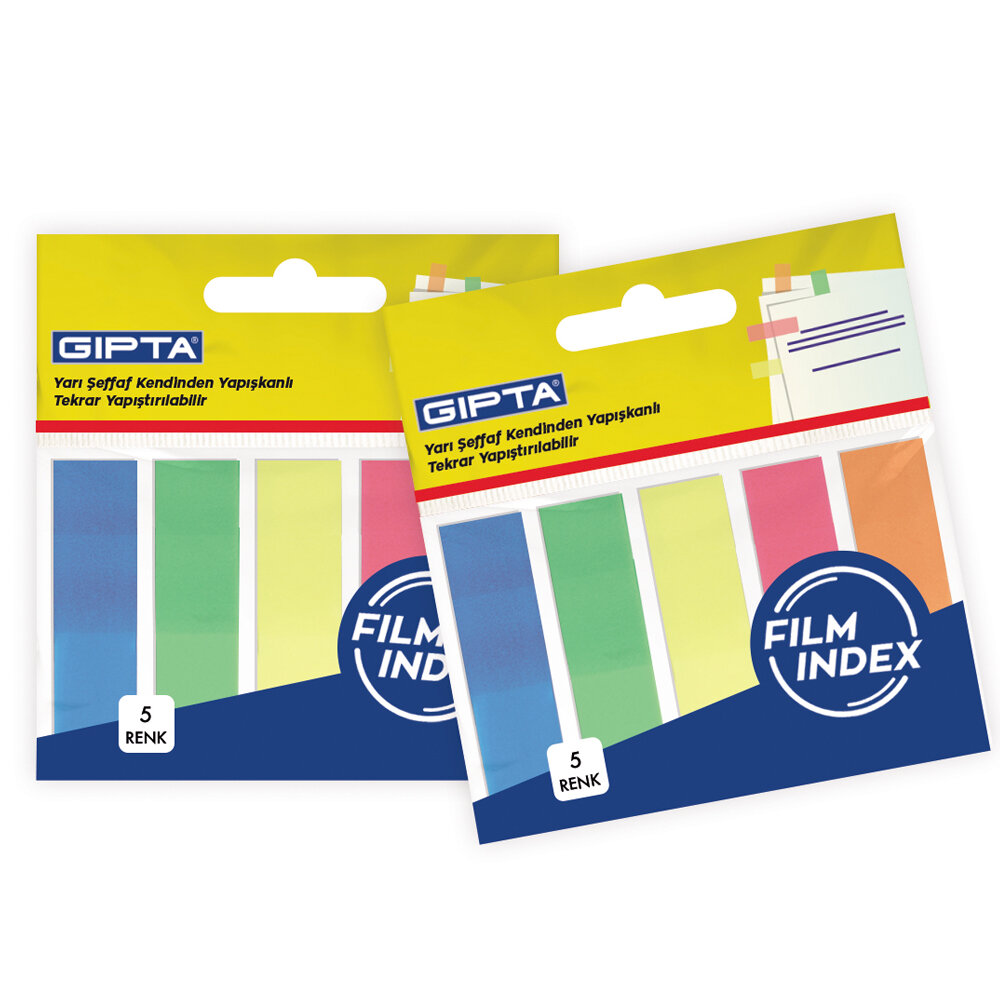 Gıpta Yapışkan Not-Film Ayraç 5x12x45mm 25 Yp Neon 5 Renk - 1