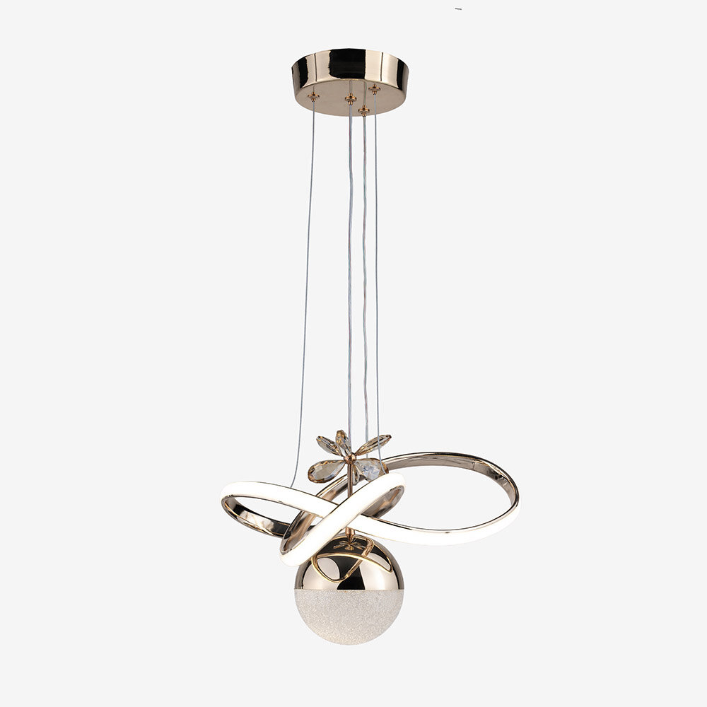 Hayal Küçük Kristal Taşlı Tek Top Led Sarkıt Avize (Altın) - 1