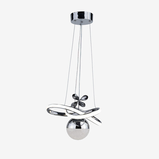 Hayal Küçük Kristal Taşlı Tek Top Led Sarkıt Avize (Gümüş)