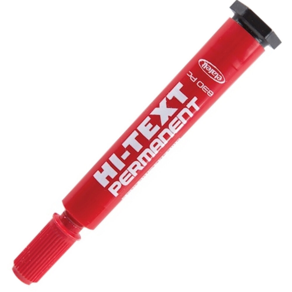 Hi-Text Markör Permanent Kesik Uçlu Kırmızı 830PC - 1