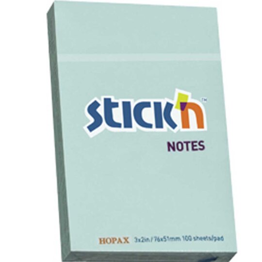 Hopax Stickn Yapışkanlı Not Kağıdı 100 YP 76x51 Pastel Mavi HE21146