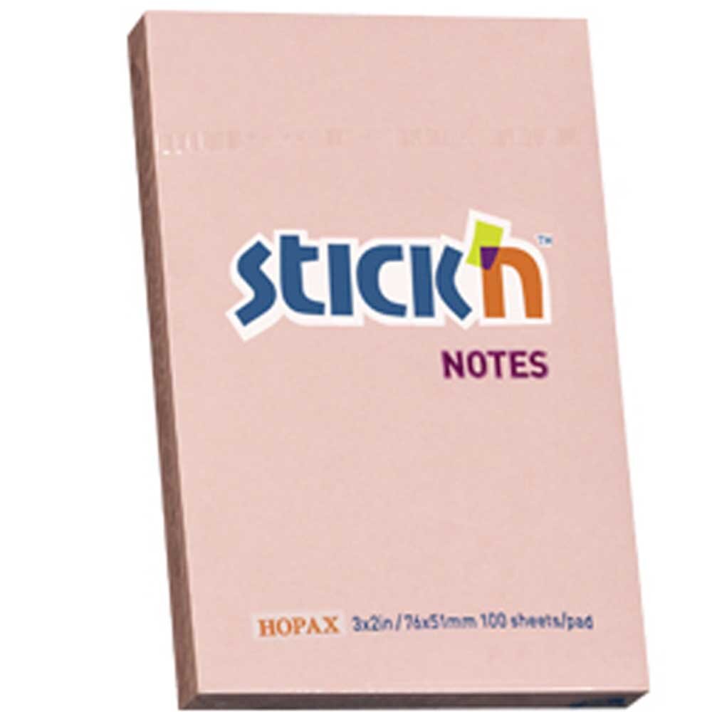 Hopax Stickn Yapışkanlı Not Kağıdı 100 YP 76x51 Pastel Pembe HE21145 - 1
