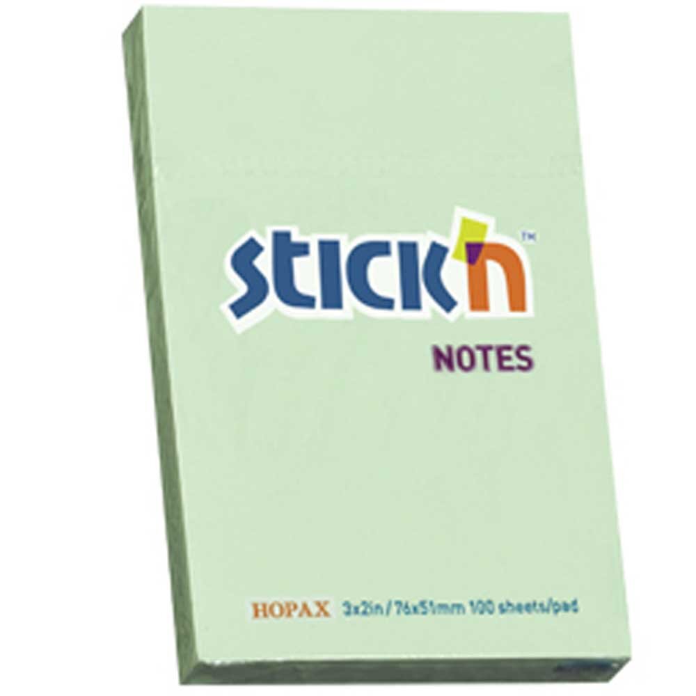 Hopax Stickn Yapışkanlı Not Kağıdı 100 YP 76x51 Pastel Yeşil HE21147 - 1