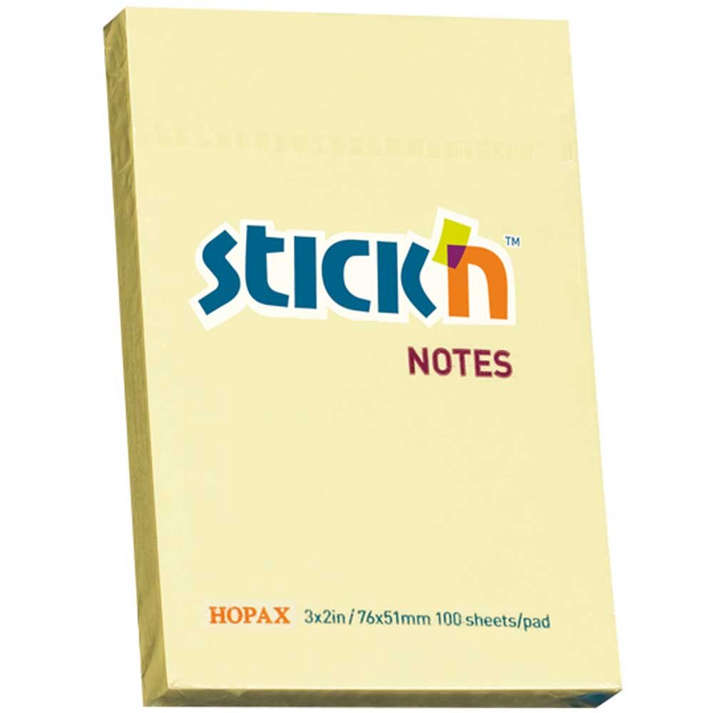 Hopax Stickn Yapışkanlı Not Kağıdı 100 YP 76x51 Sarı HE21006 - 1