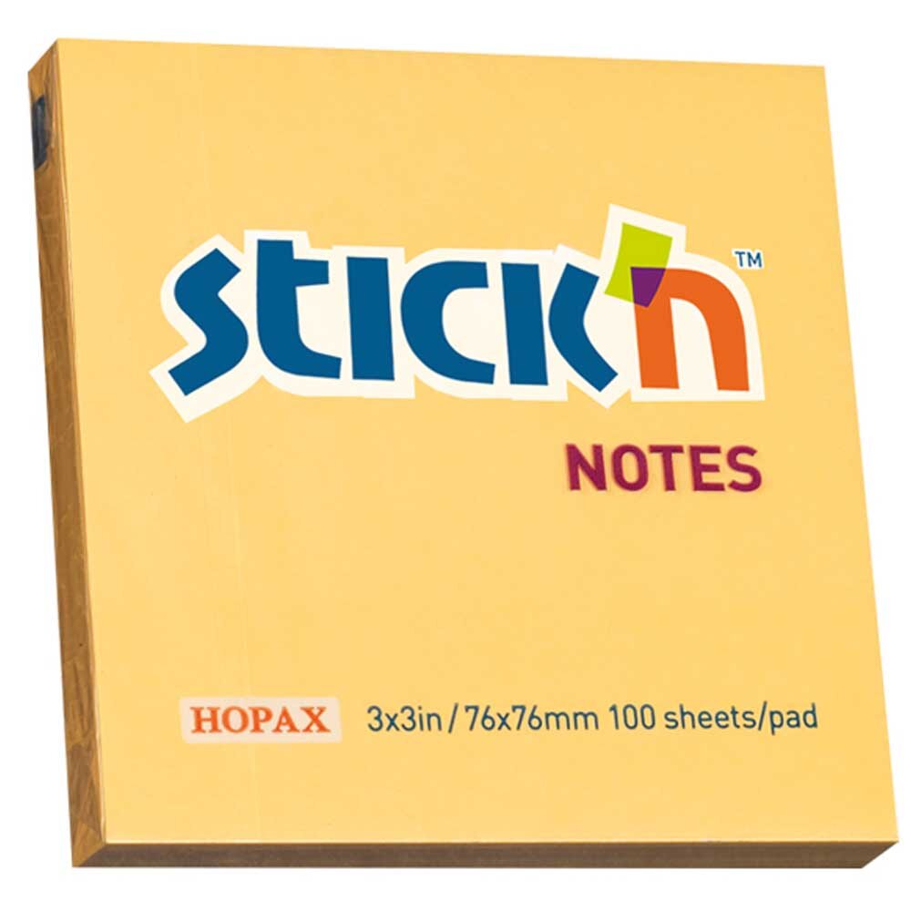 Hopax Stickn Yapışkanlı Not Kağıdı 100 YP 76x76 Pastel Turuncu HE21391 - 1