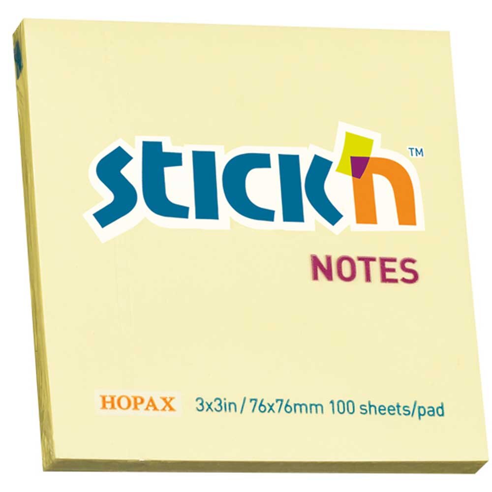 Hopax Stickn Yapışkanlı Not Kağıdı 100 YP 76x76 Sarı HE21007 - 1