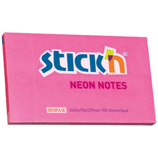Hopax Stickn Yapışkanlı Not Kağıdı 76x127 Neon HE21169
