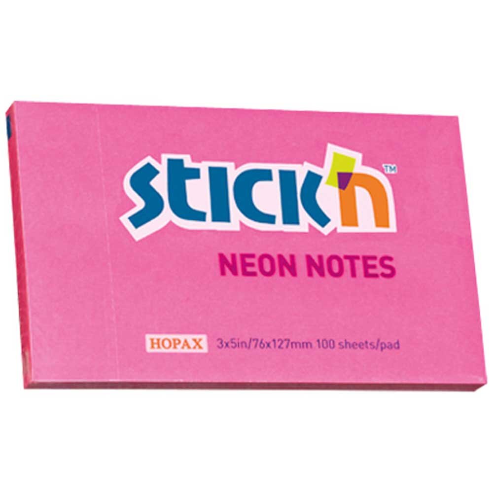Hopax Stickn Yapışkanlı Not Kağıdı 76x127 Neon HE21169 - 1
