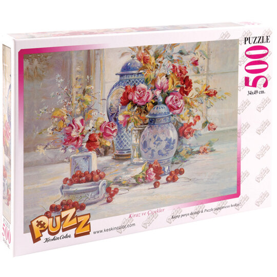 Keskin Color Puzzle 500 Parça 34x49 Kiraz Ve Çiçekler 260421-99