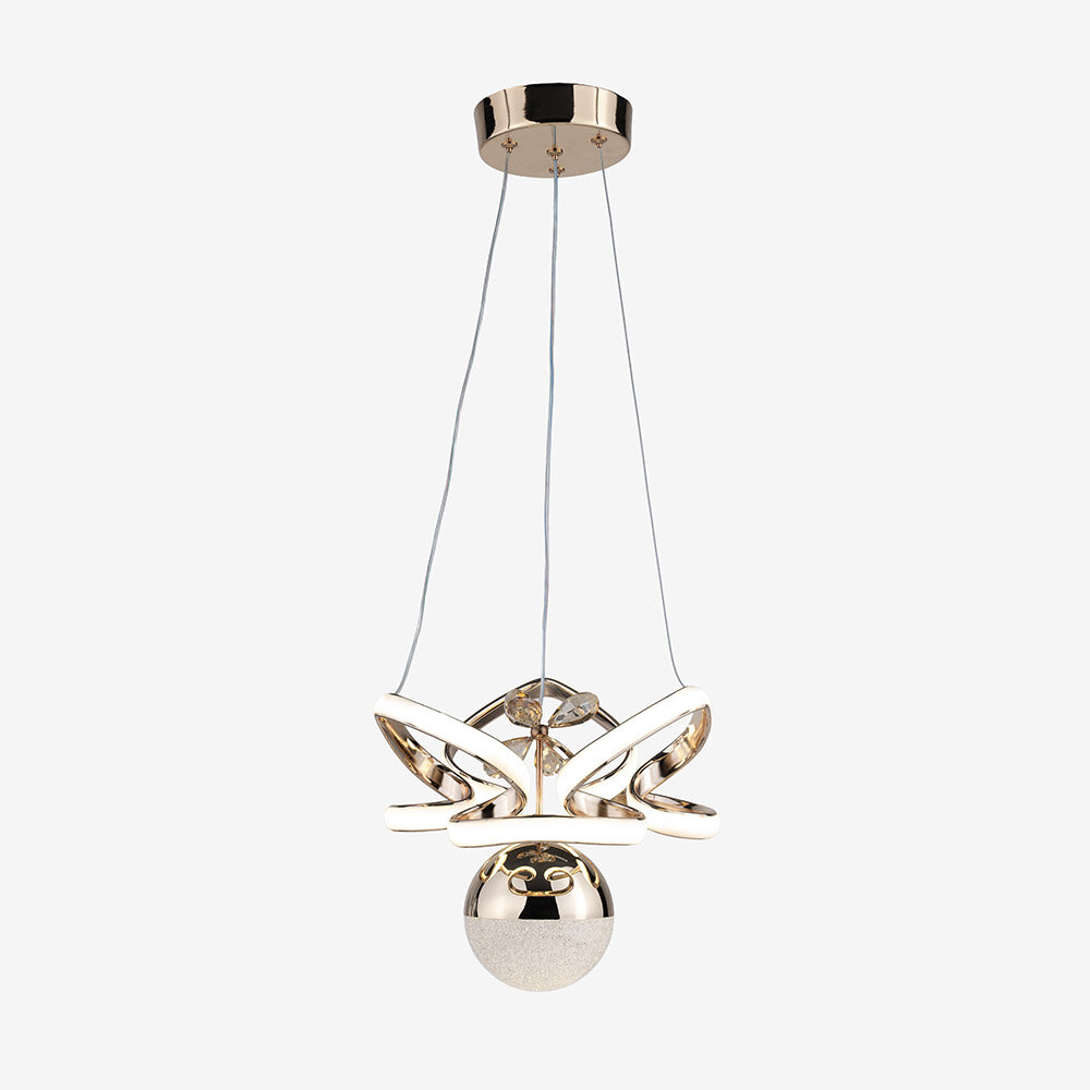 Kral Tacı Büyük Kristal Taşlı Tek Top Led Sarkıt Avize (Altın) - 1