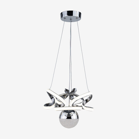 Kral Tacı Büyük Kristal Taşlı Tek Top Led Sarkıt Avize (Gümüş)