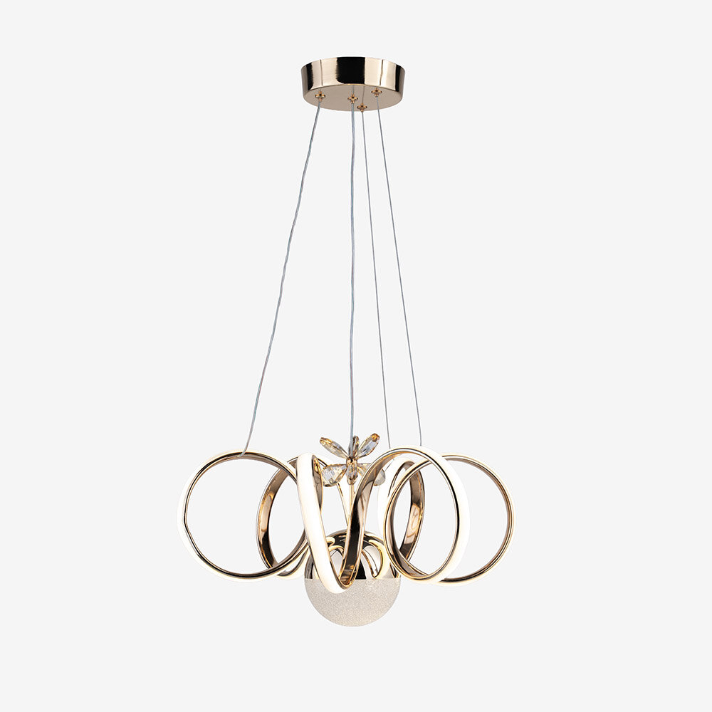 Kuğu Büyük Kristal Taşlı Tek Top Led Sarkıt Avize (Altın) - 1