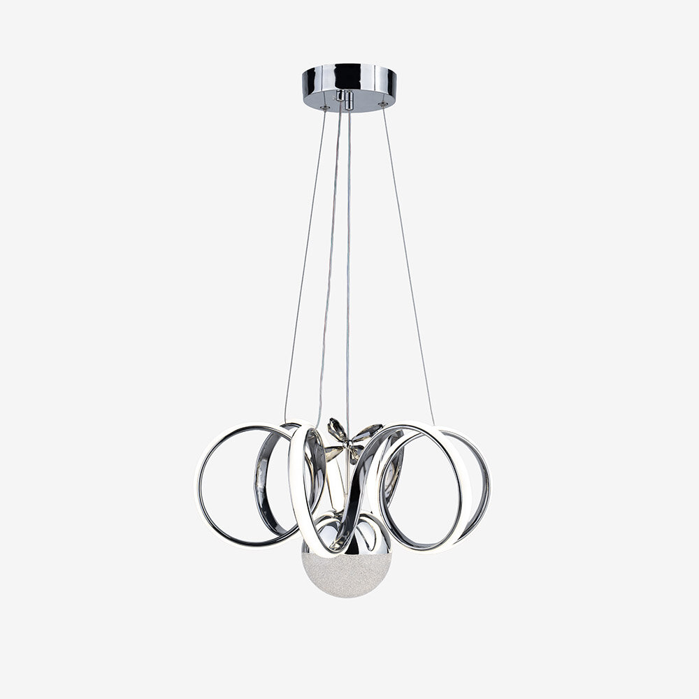 Kuğu Büyük Kristal Taşlı Tek Top Led Sarkıt Avize (Gümüş) - 1