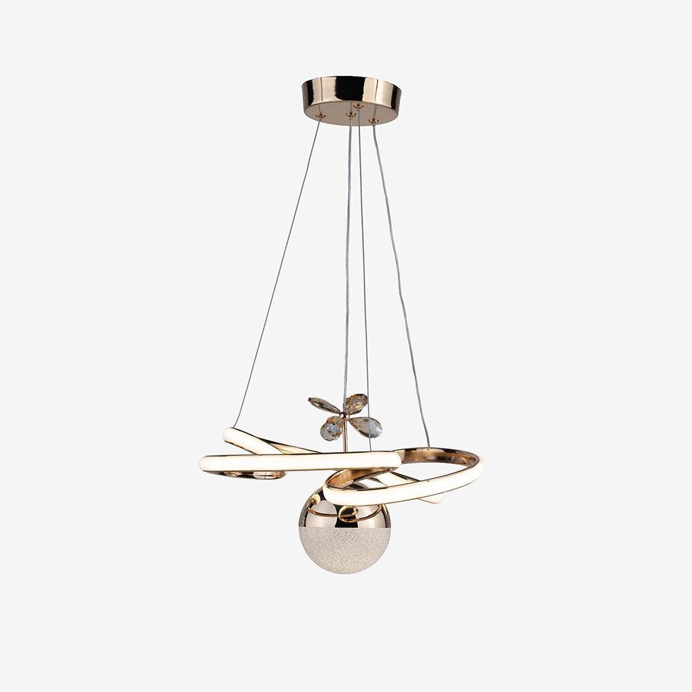 Lale Küçük Kristal Taşlı Tek Top Led Sarkıt Avize (Altın) - 1