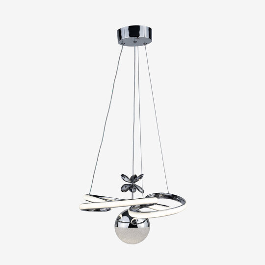 Lale Küçük Kristal Taşlı Tek Top Led Sarkıt Avize (Gümüş)