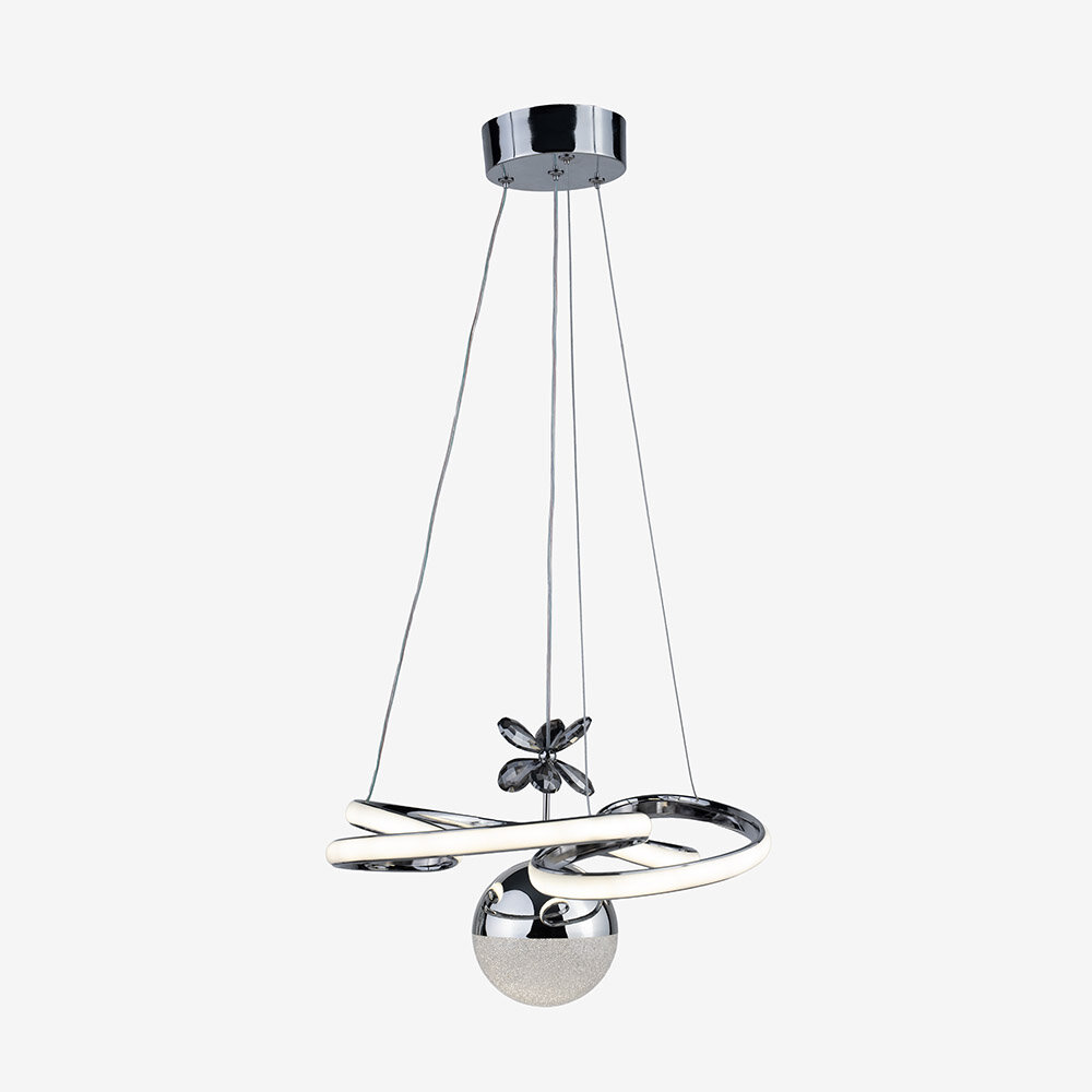 Lale Küçük Kristal Taşlı Tek Top Led Sarkıt Avize (Gümüş) - 1