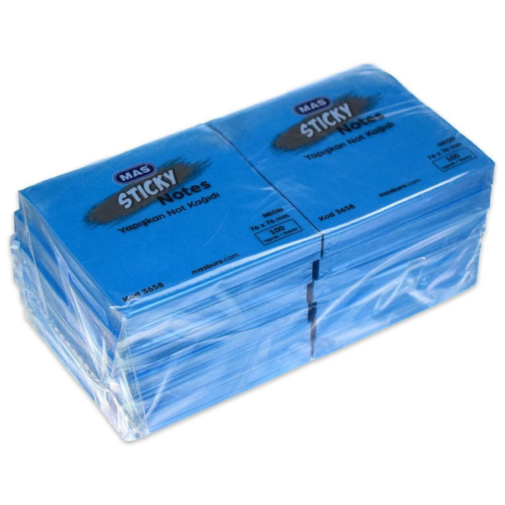 Mas Yapışkanlı Not Kağıdı 76x76 Neon 100 S Mavi 3658M - 1