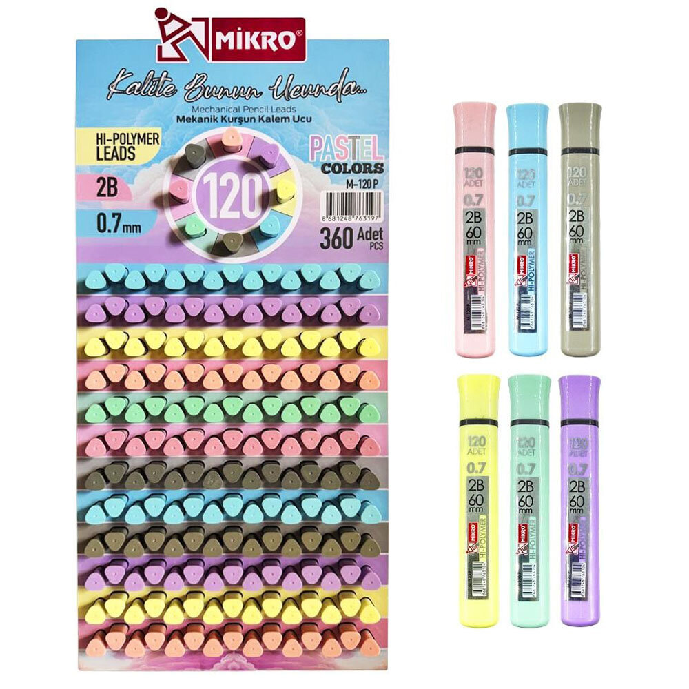 MİKRO 120 Lİ PASTEL ÜÇGEN MİN BÜYÜK STAND 0.7MM - 1