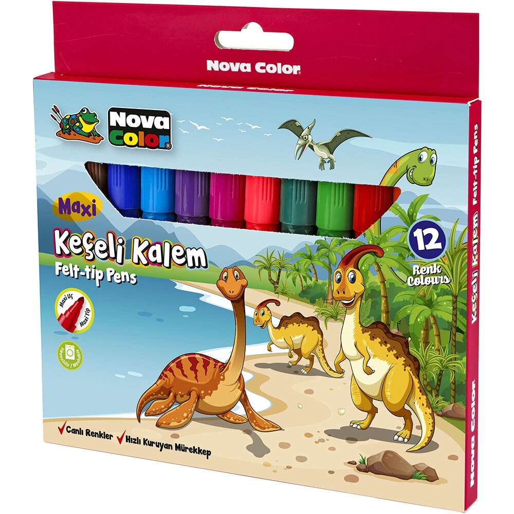 Nova Color Keçeli Kalem 12 Li Maxi NC-873 - 1