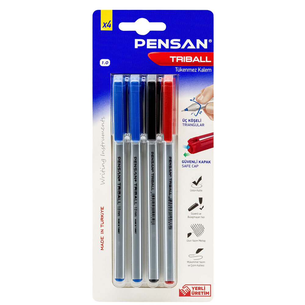 Pensan Tükenmez Kalem Trıball 4 Lü Blister (MSK) - 1