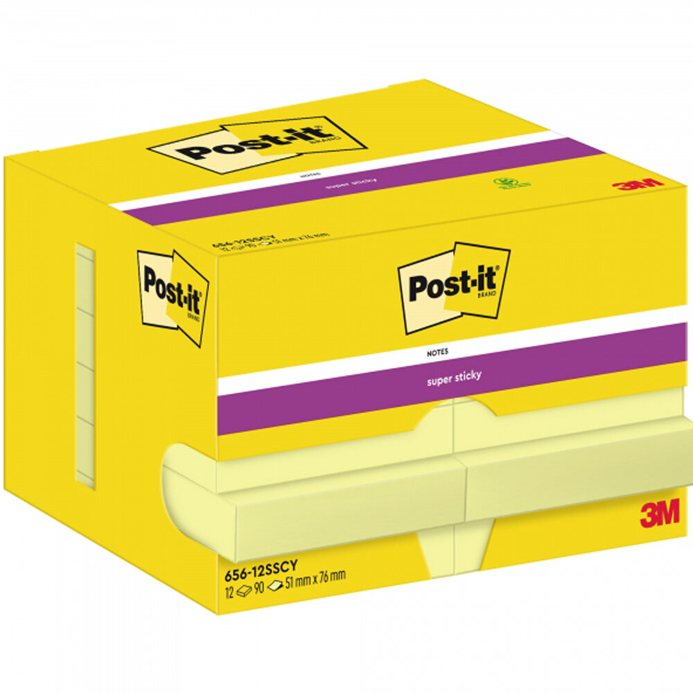 Post-it Yapışkanlı Not Kağıdı 51x76 Sarı 656-12SS - 1