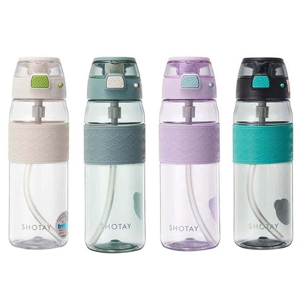 Shotay Matara Şeffaf Kapaklı Şeritli tritan 600 ML SHT-ST-7202 - 1